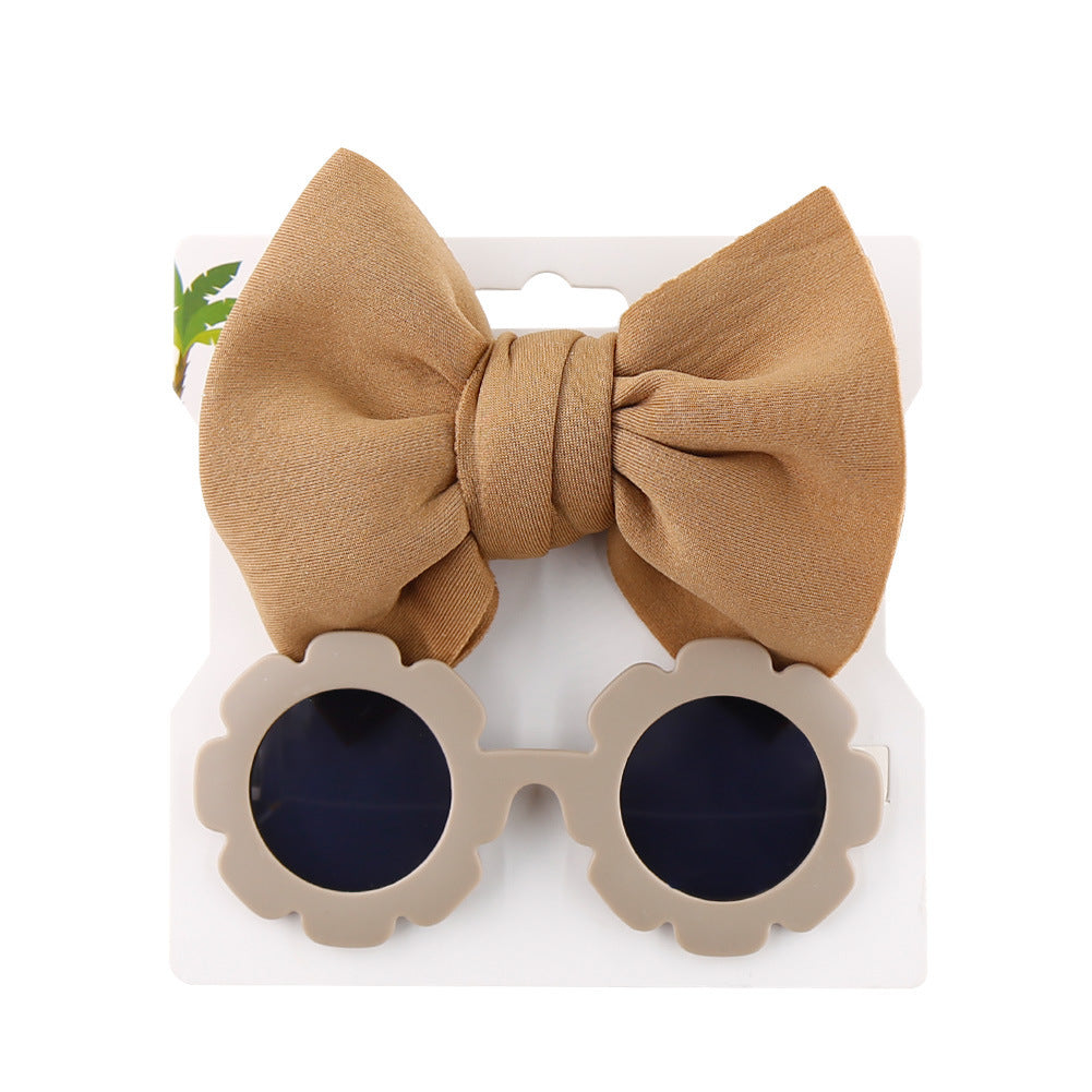 Children's Sunshade Sunglasses Bow Hair Band Two-piece Set