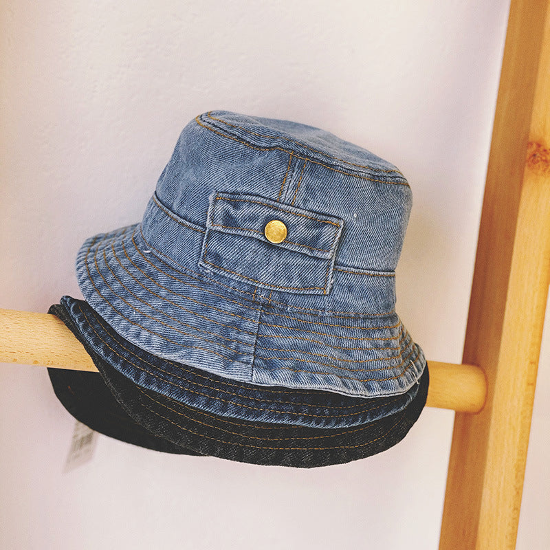 Spring & Autumn Pocket Design Denim Pot Hat