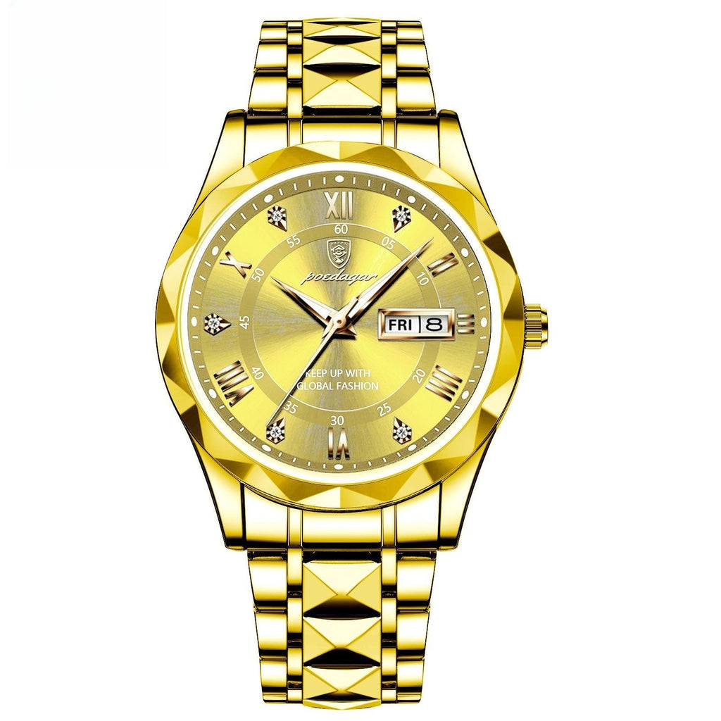 Men's Waterproof Double Calendar Luminous Quartz Watch, Gift For Dad