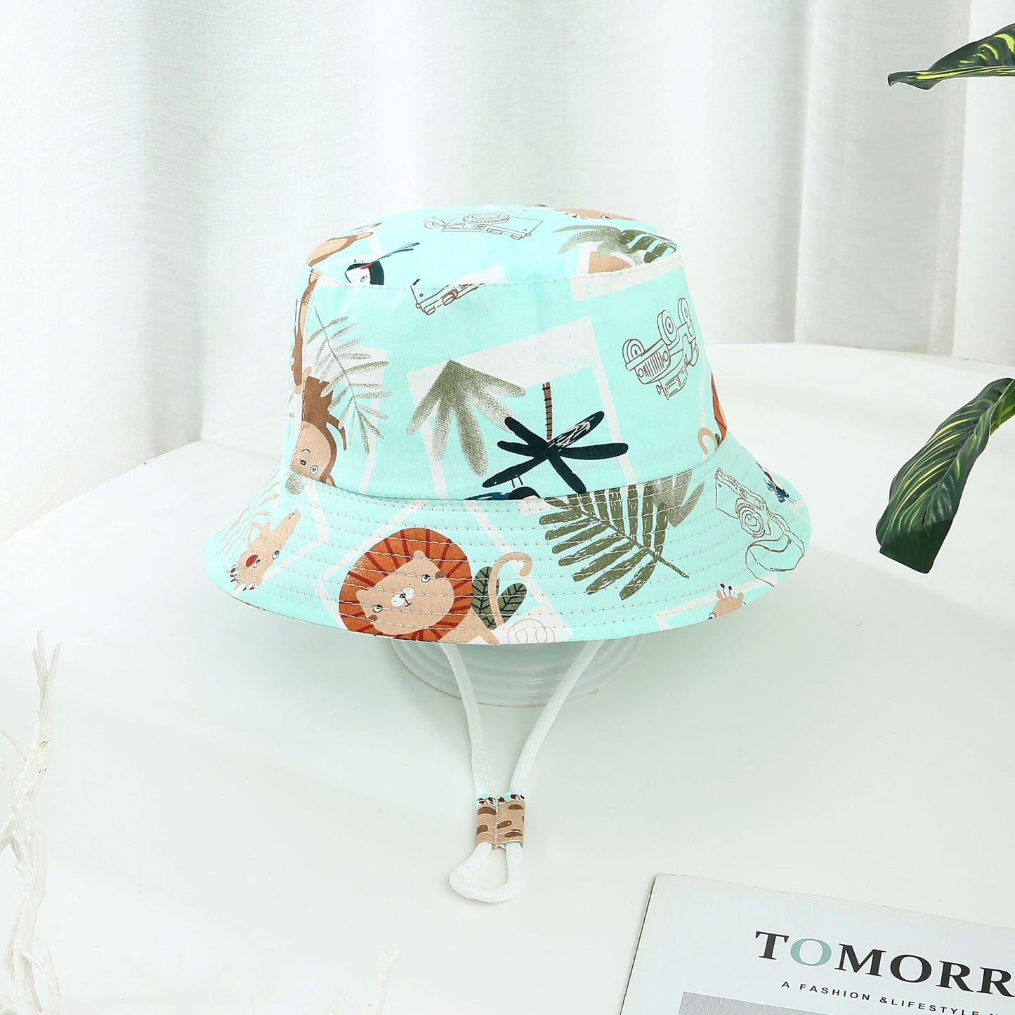 Children's Printed Dinosaur Bucket Sun Hat Big Brim Boy Girl Hat