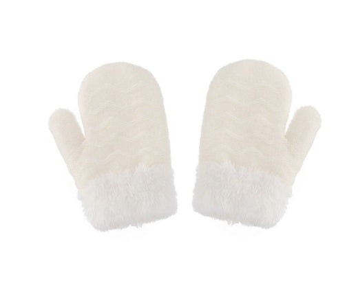 New Warm Solid Color Wool Children's Ear Guards Gloves Set