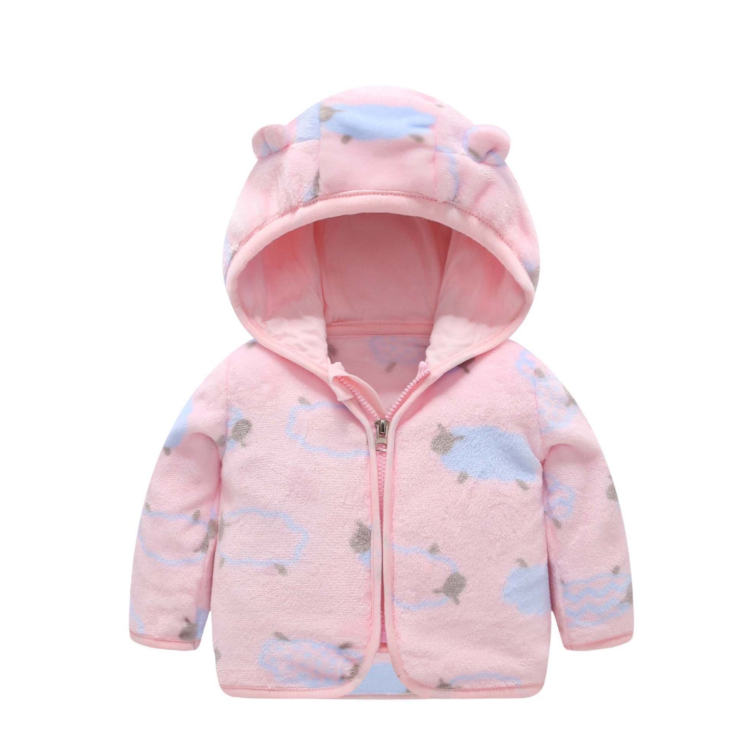 Children's Coral Fleece Jacket Padded Warm Hooded Top