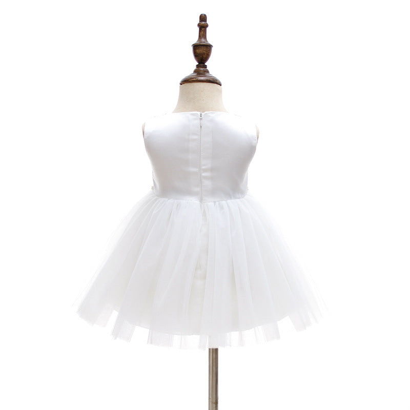 Simple & Cute Baby Girls' White Dress, Elegant Formal Princess Dress