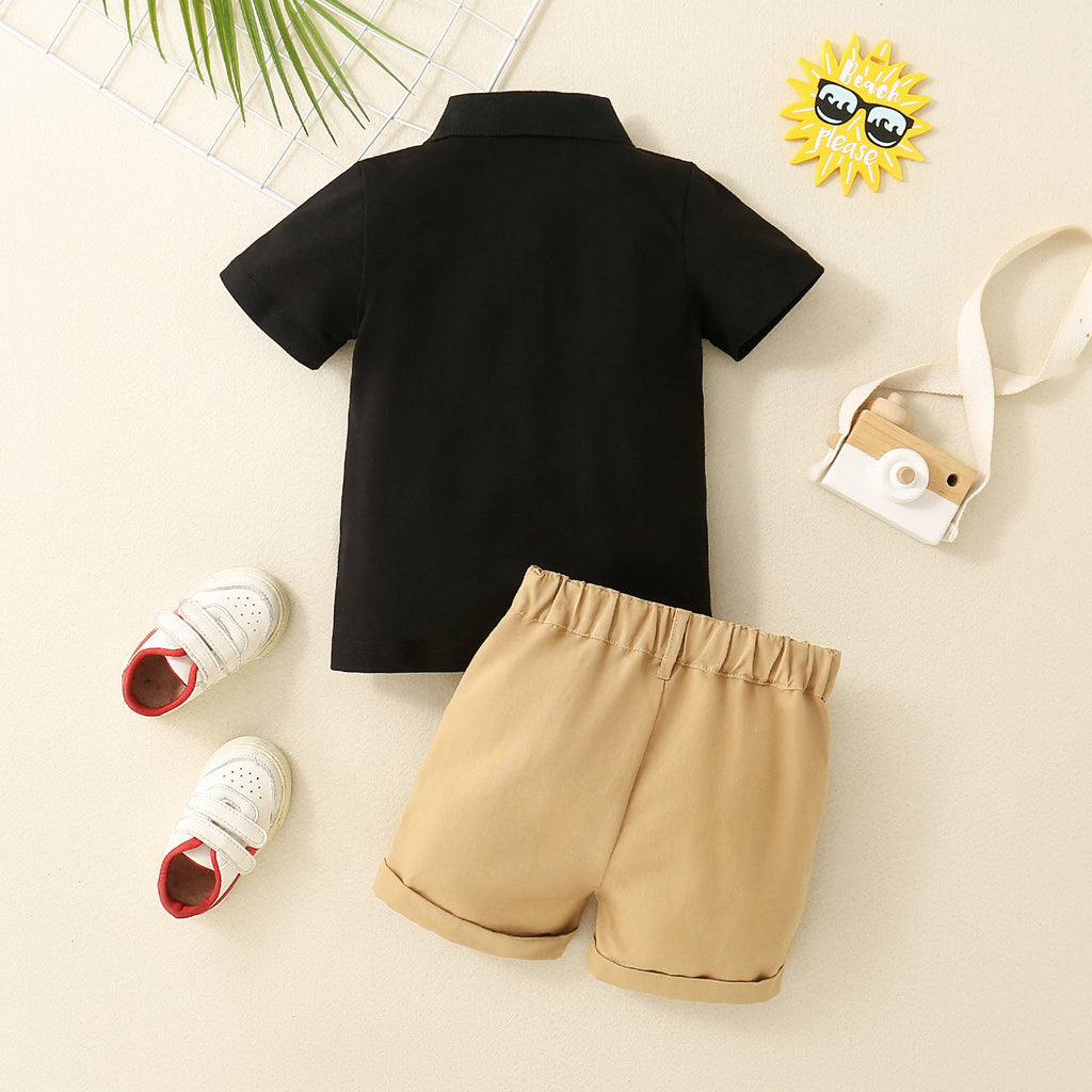 Boys' Polo Shirt Zipper Bar-tack Suit