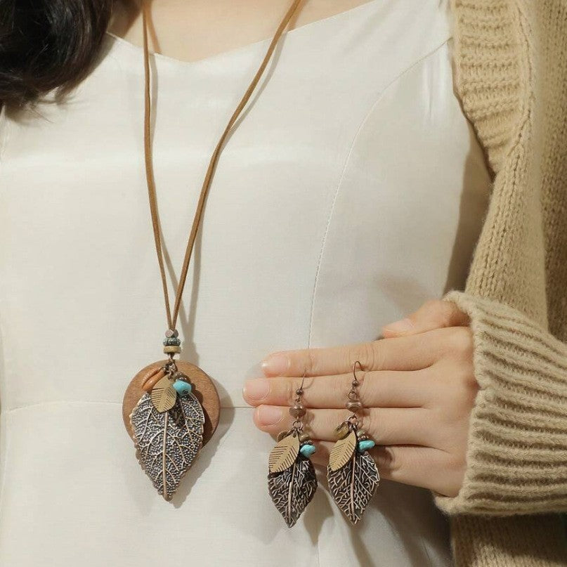 Earrings Necklace Bohemian Retro Set