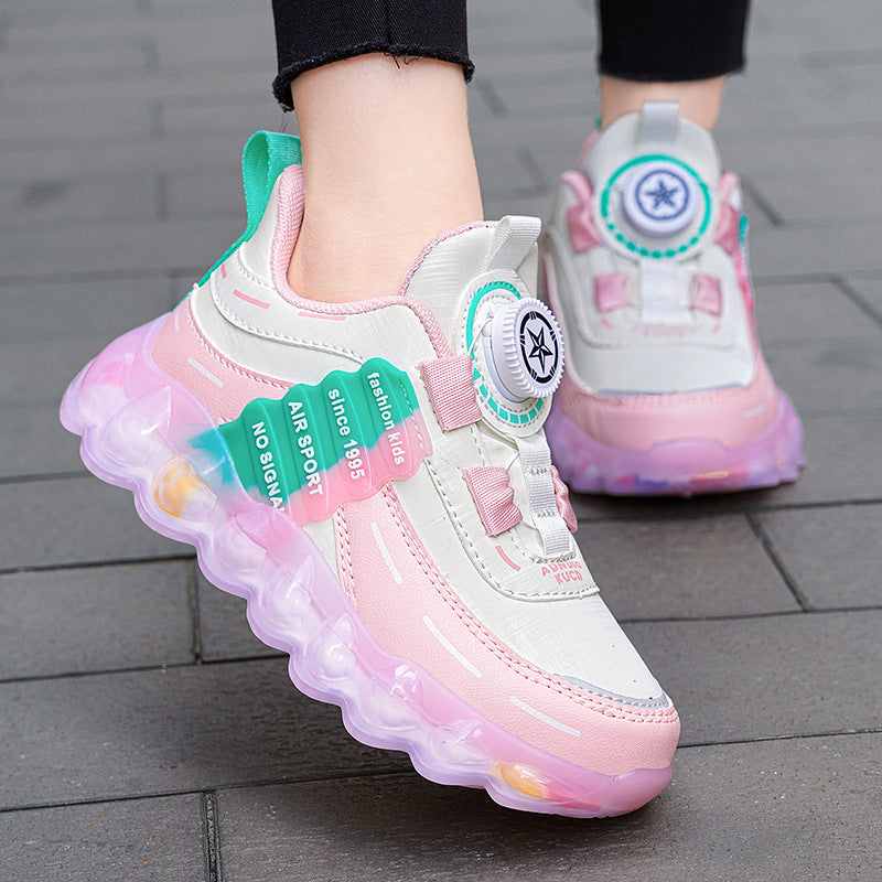 Girls' Sports Rotating Buckle Running Shoes