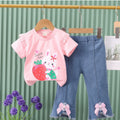 Girl's Short-Sleeve Denim Jeans Set