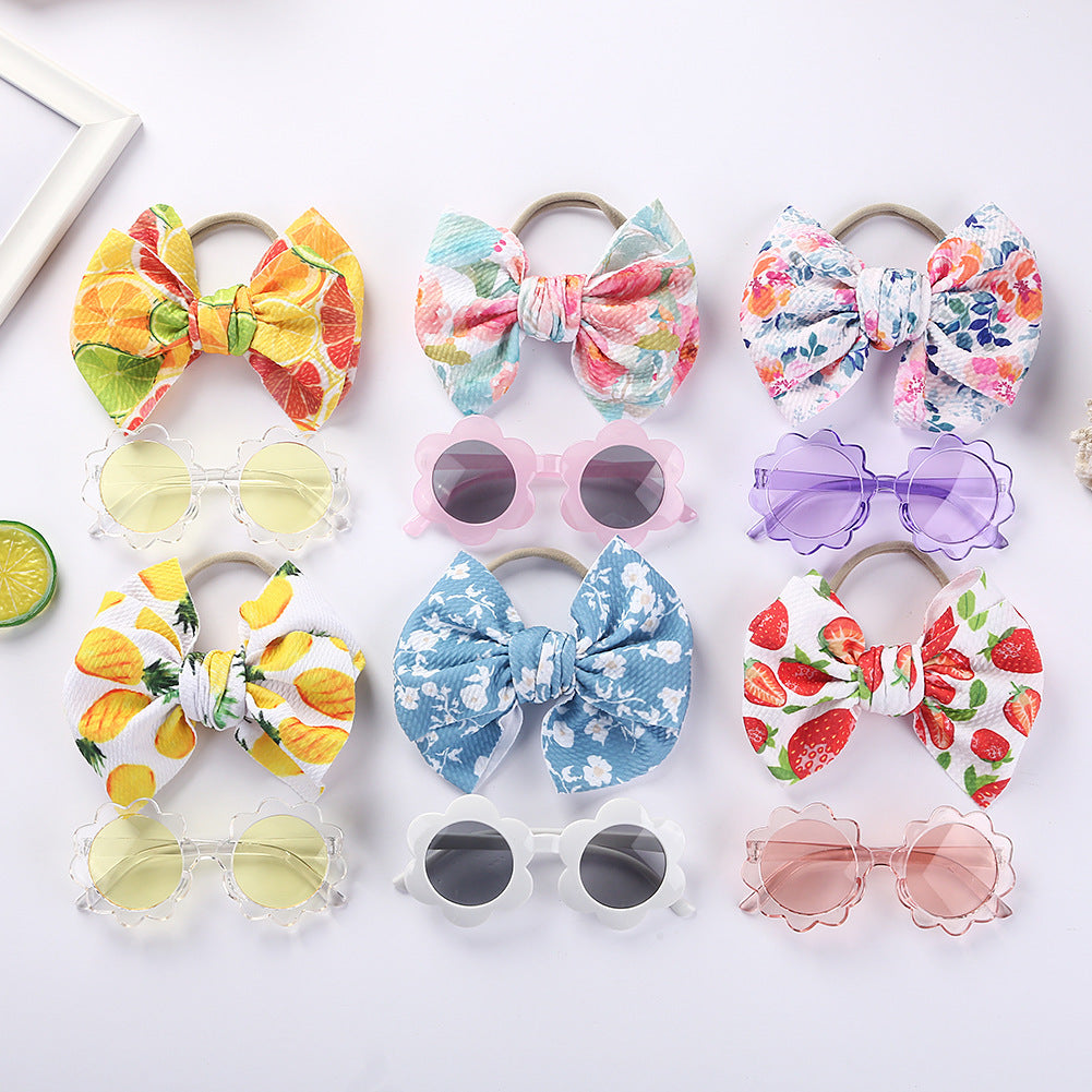 Kids Sunglasses Hair Band Set, Fashion Girls' Cute UV Protection Eyewear, Toy Sunglasses