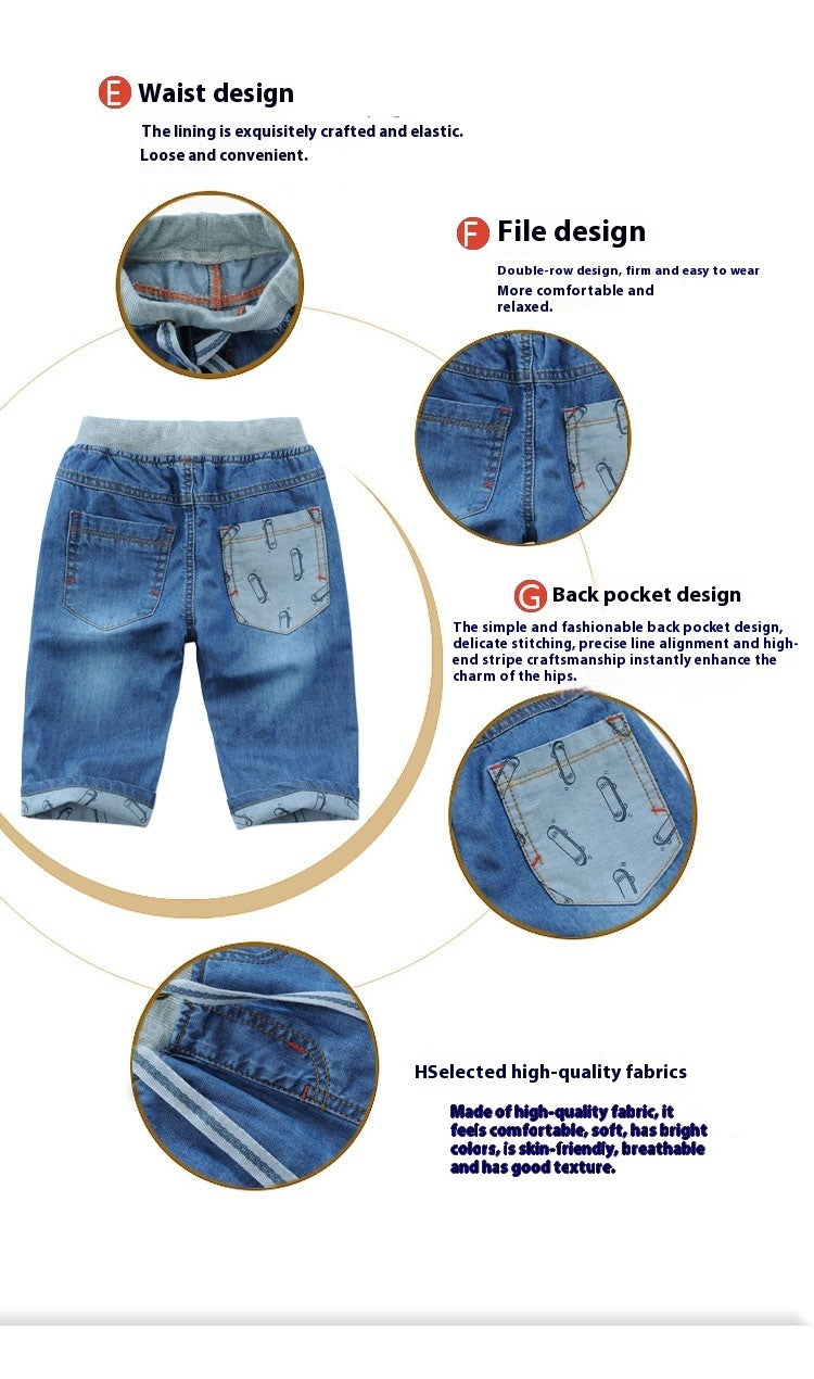 Simple And Versatile Casual Boys' Denim Capris