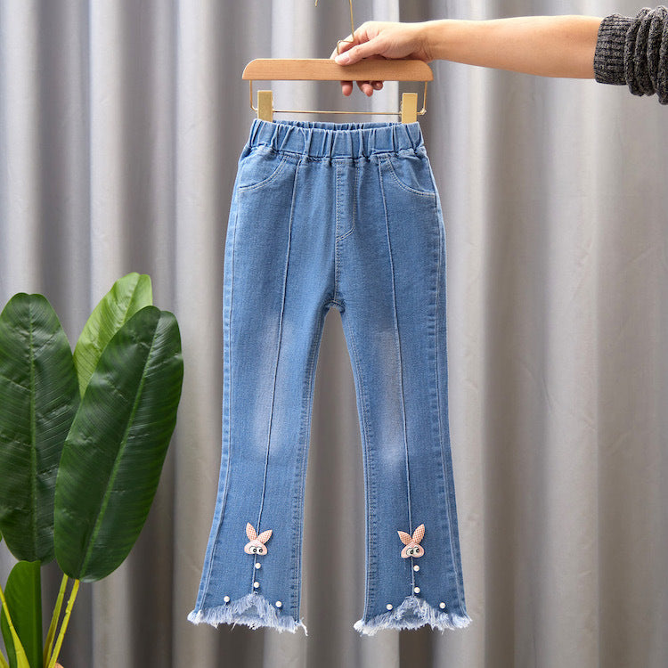 Girls' Casual Denim Wide Leg Pants