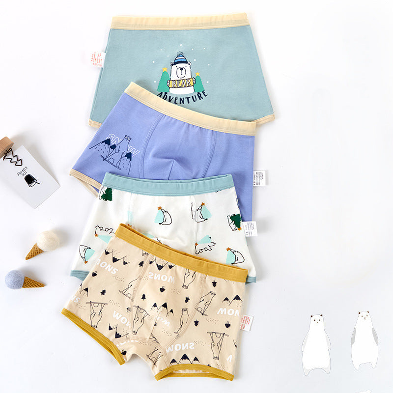 Cartoon Cotton Boys' Boxer Shorts Underwear 4 Pack