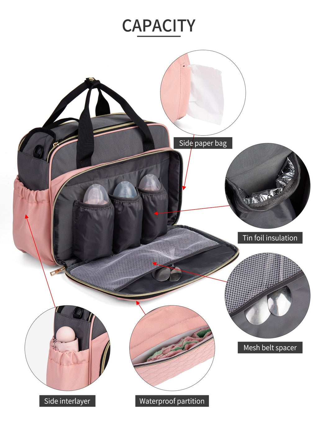 Large Capacity Crossbody Oxford Cloth Diaper Bag