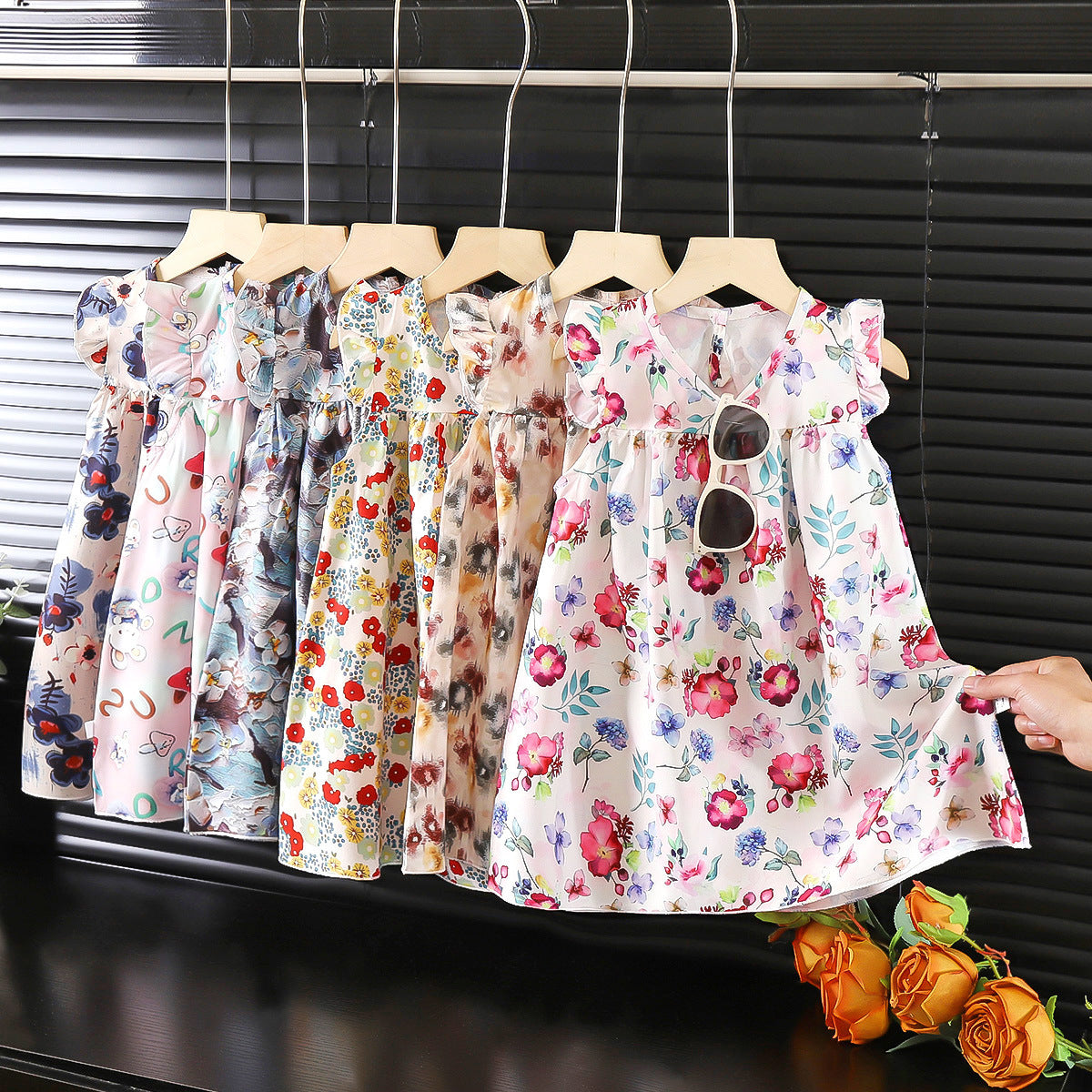 Girls' Chiffon Summer Floral Dress For Kids