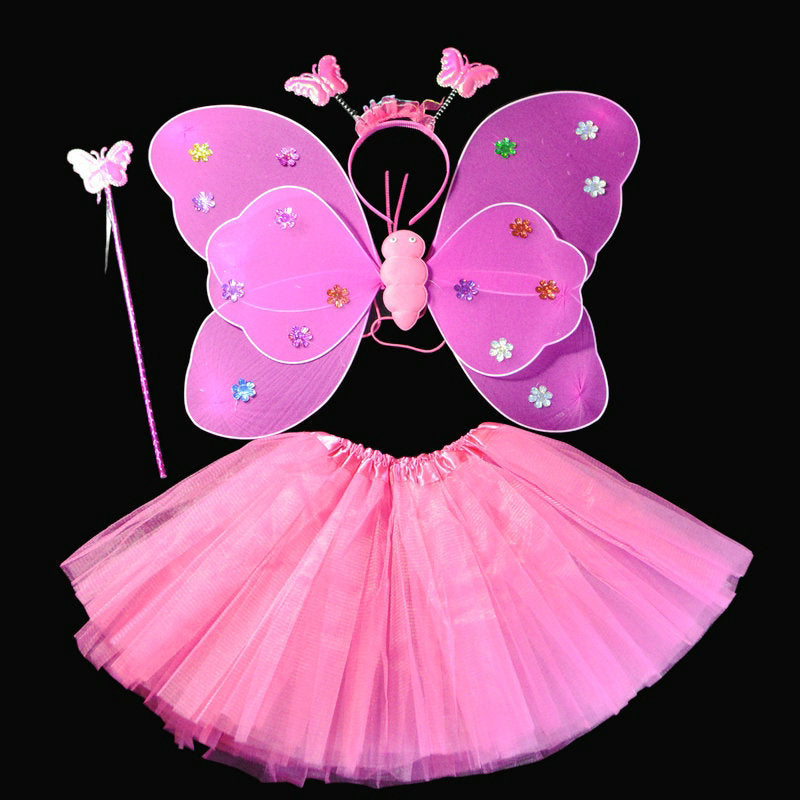Children's Double-layer Sequined Wings 4-Piece Set