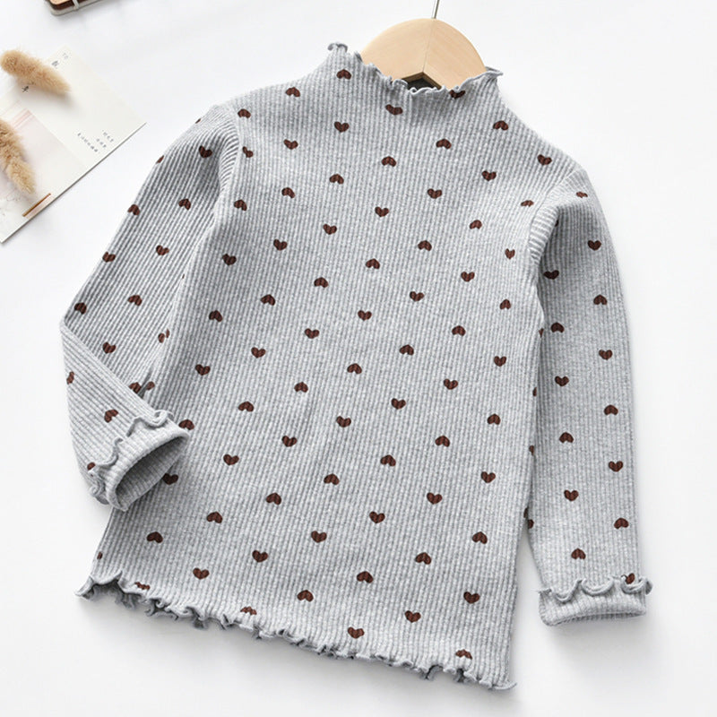 Spring & Autumn Girls' Long-sleeved Shirt, Children's Love Long-sleeved Shirt