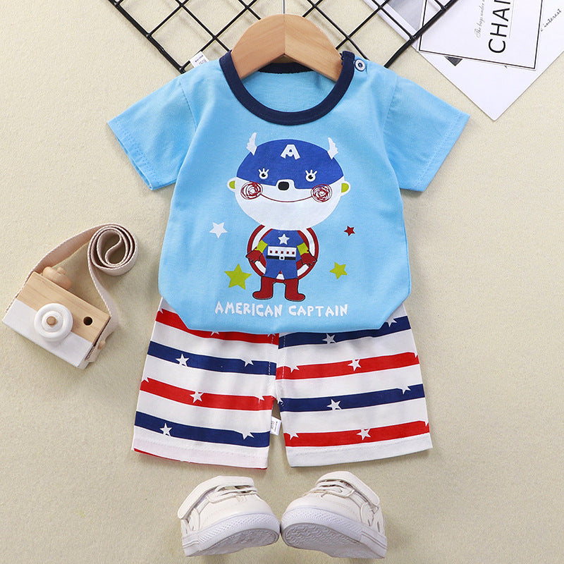 Boys' Short-sleeved Shorts Suit T-shirt Set