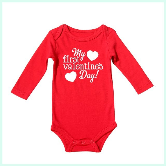 Baby Valentine' s Day Red Cotton Romper
