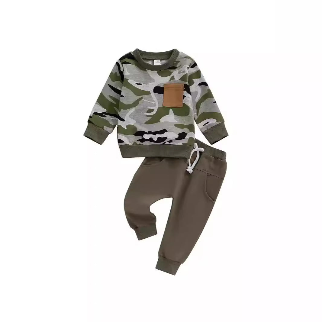 Baby Boys' Autumn And Winter Camouflage Suit