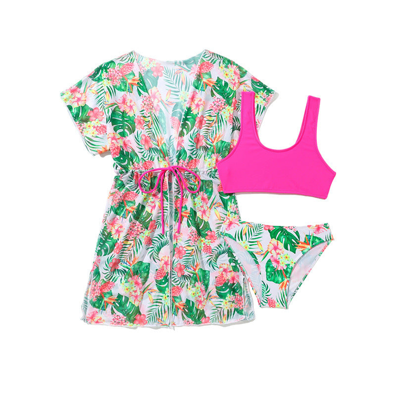 Big Girls' 3pc Swimsuit With Beach Cover