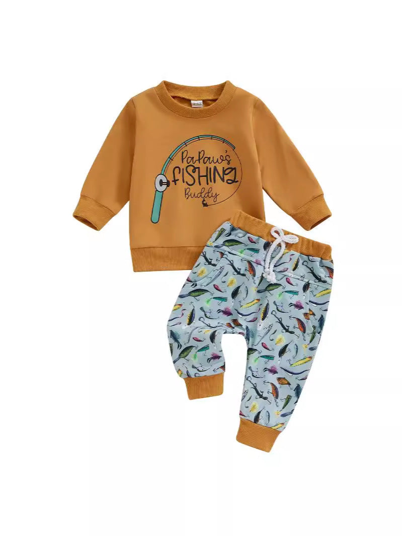 Baby Boys' Fashion Personality Sweatshirt Pants Two-Piece Set