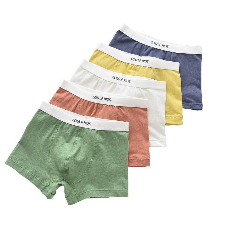 Cola Pear Boys' Underwear, Solid Color Boxers, 5 Pack