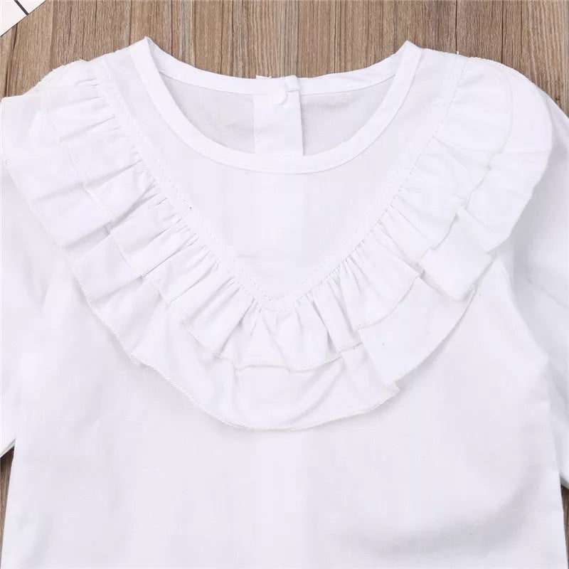 Children's Spring & Autumn Infant Toddler Fresh White Jersey Denim Skirt Suit
