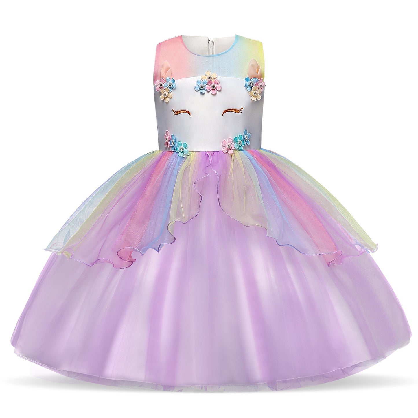 Princess Dress Fluffy Yarn Flower, Girls' Theme Party Dress, Cosplay
