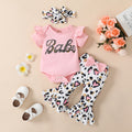 Baby/Toddler Girls' Onesie, Heart Pattern Flair Pants, Headband 3pc Set