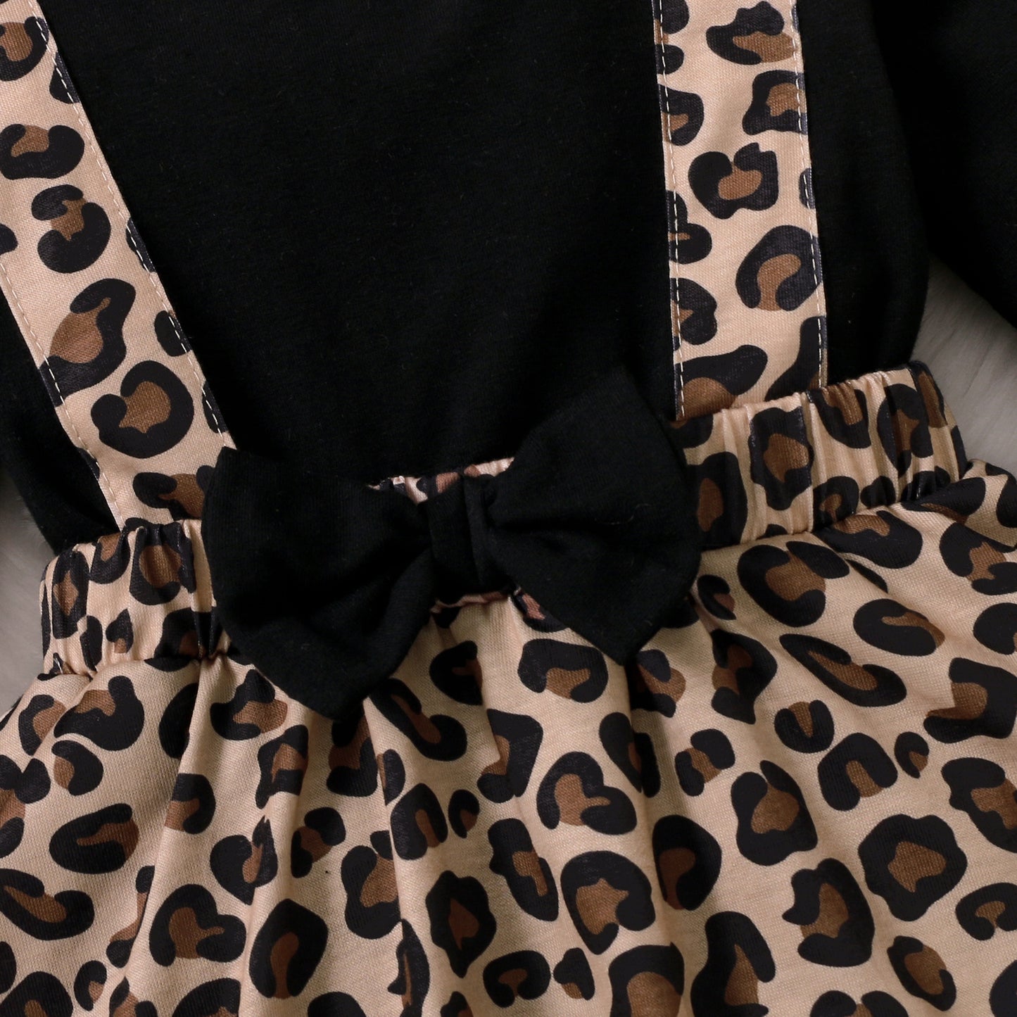 Long Sleeve Baby Girl Leopard Print One-piece Romper Dress