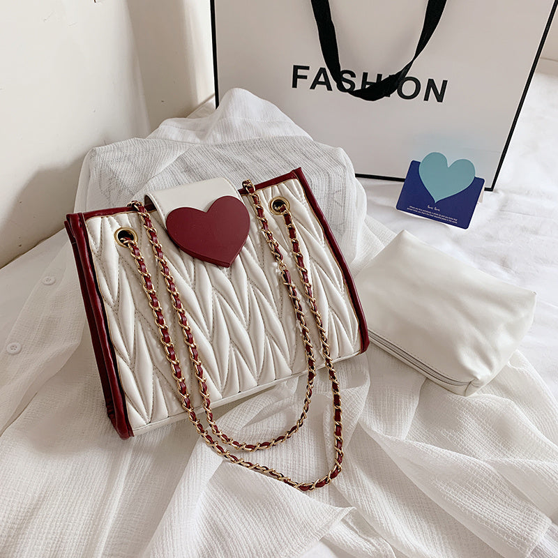 Women's Small Foreign Fashion Heart Chain Handbag, Valentine's Gift Idea