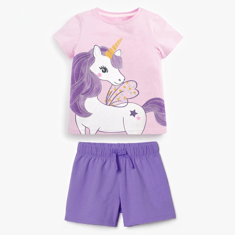 Summer New Style Short-Sleeve Kids Set Cotton Girls Set