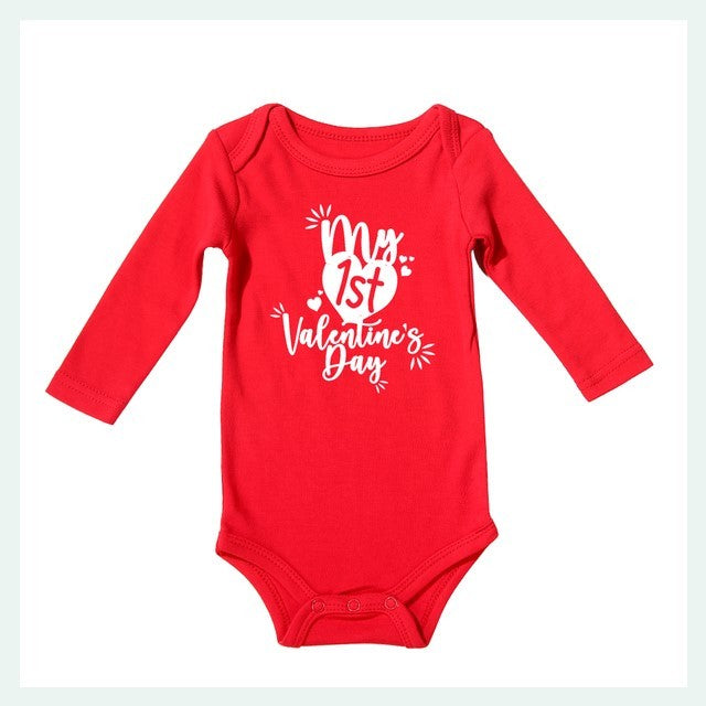 Baby Valentine' s Day Red Cotton Romper