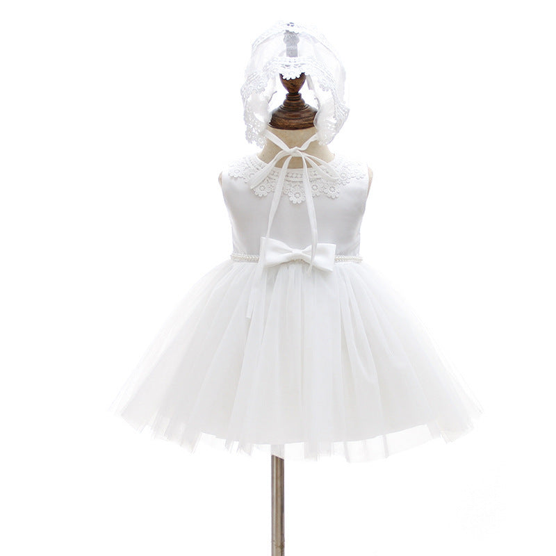 Simple & Cute Baby Girls' White Dress, Elegant Formal Princess Dress