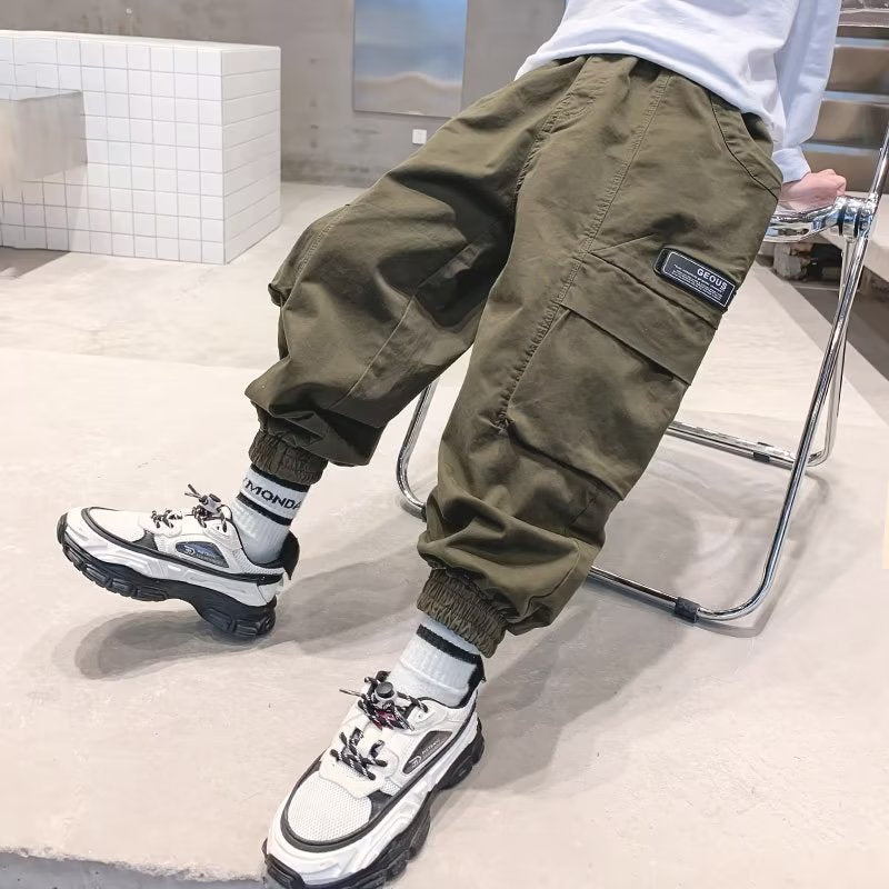 Boys' Cargo Pants, Spring & Autumn New Multi-pocket Trousers