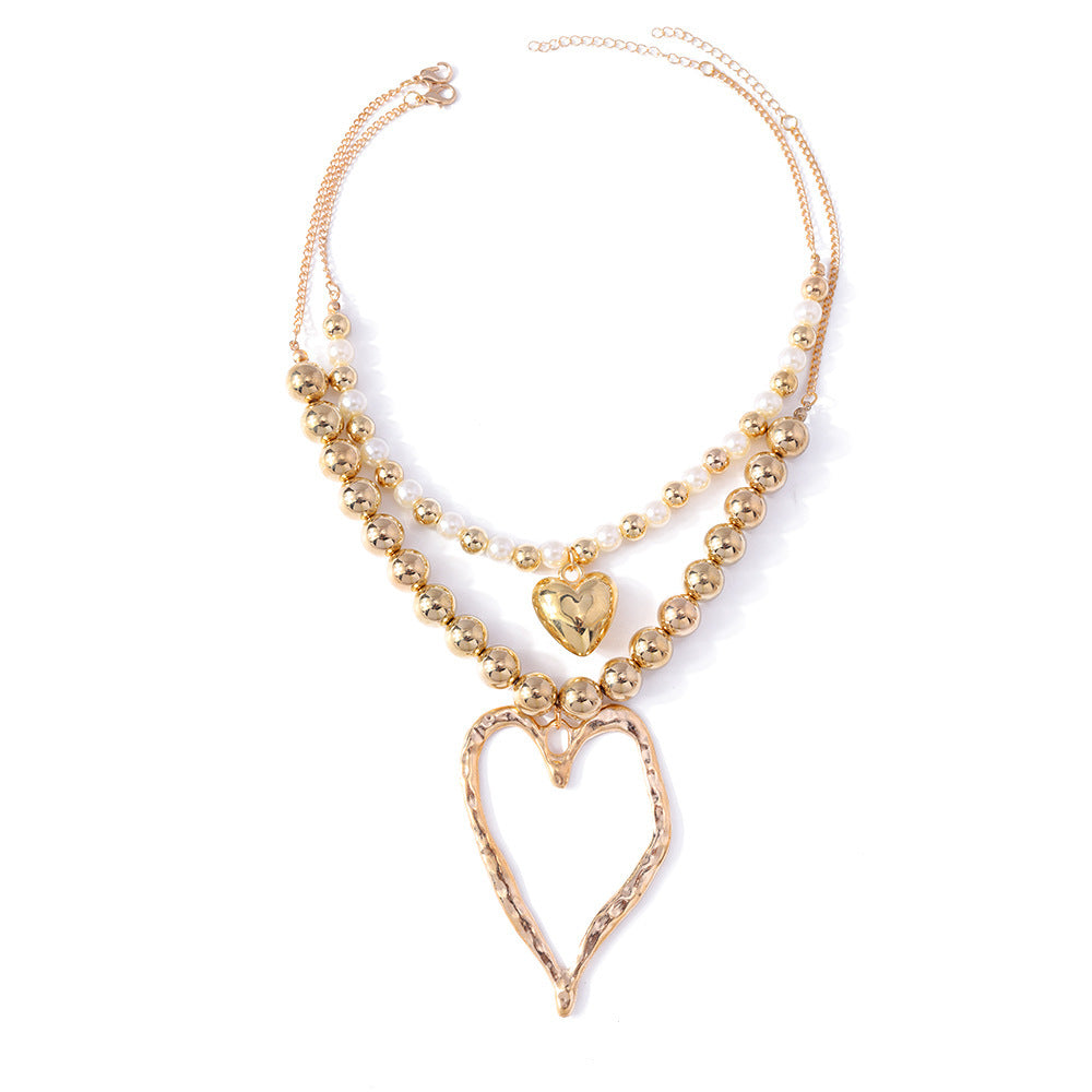 Creative Personality Heart Love Heart Beaded Necklace Suit