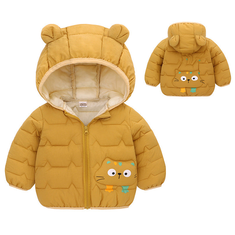 Girls' Down Padded Jacket, Cotton Padded Thin Hood Coat