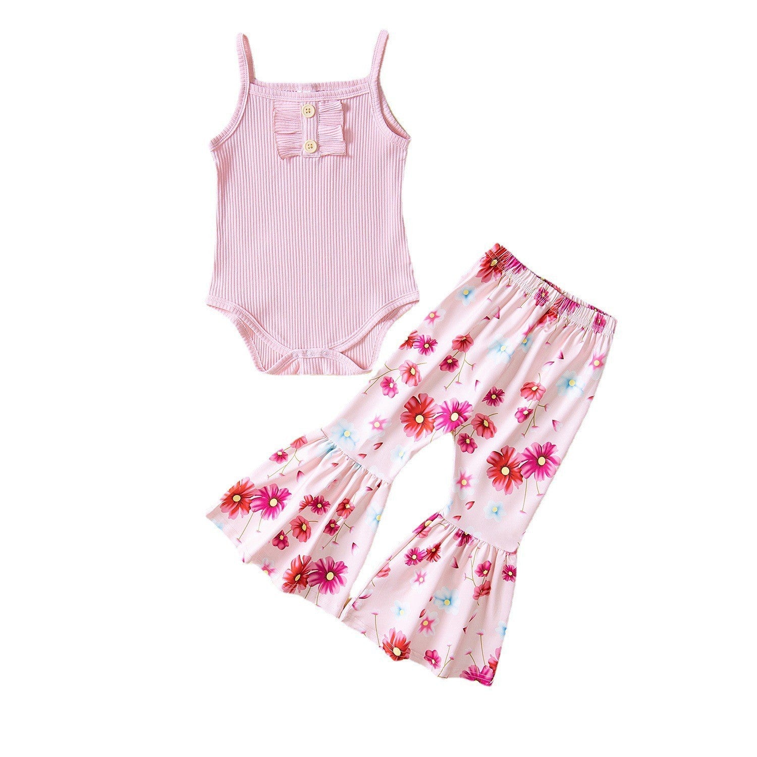 Summer Fashionable Cute Strap Girls' 2pc Set