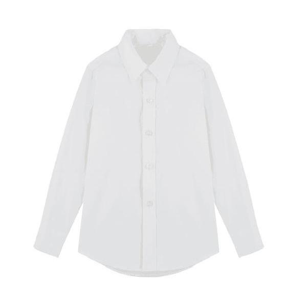 Boys' Black Or White Solid Color Dress Shirt