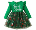 Christmas Snowflake Long Sleeve Mesh Dress