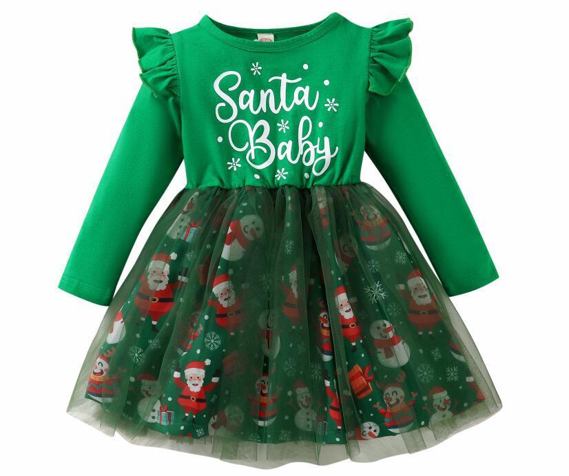 Christmas Snowflake Long Sleeve Mesh Dress