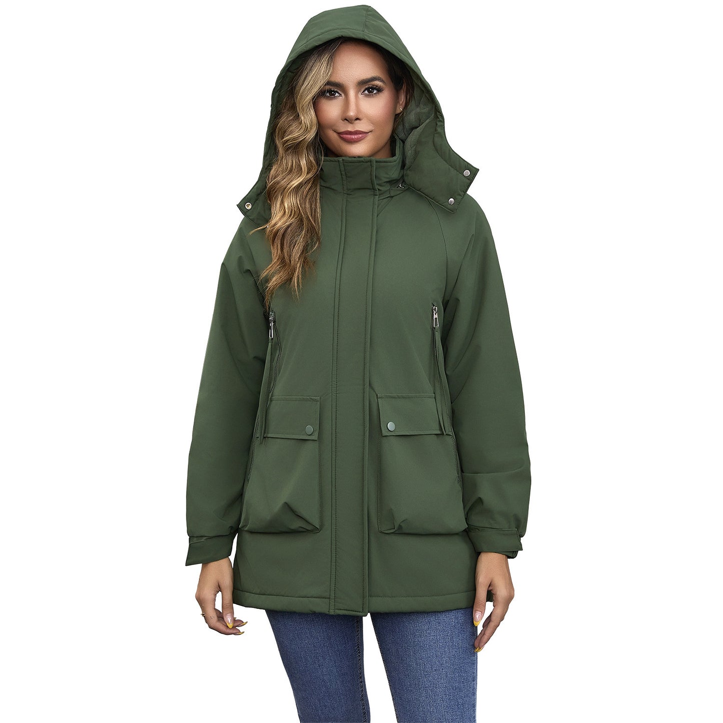 Parka Fleece Padded Coat, Waterproof Women's Fall Winter Coat