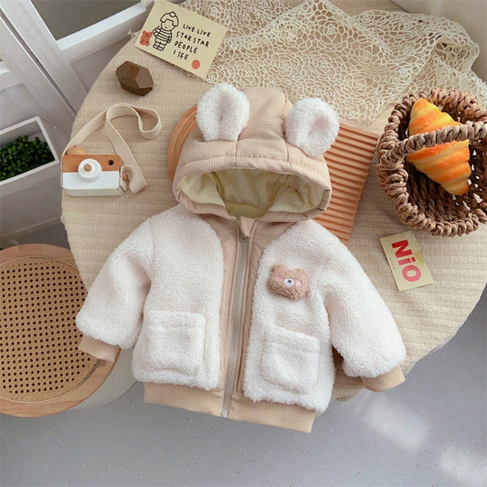 Cute Bear Plus Velvet Cotton-padded Coat