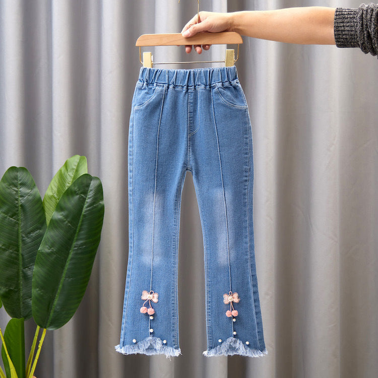 Girls' Casual Denim Wide Leg Pants