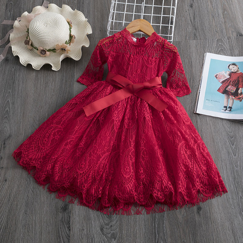 Girls' Lace Dress, Red