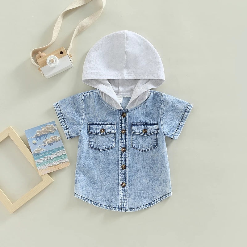 Boy Hooded Denim Shirt