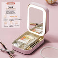 Portable Travel Makeup Cosmetics Storage Box, LED Light Touch, Gift For Mom