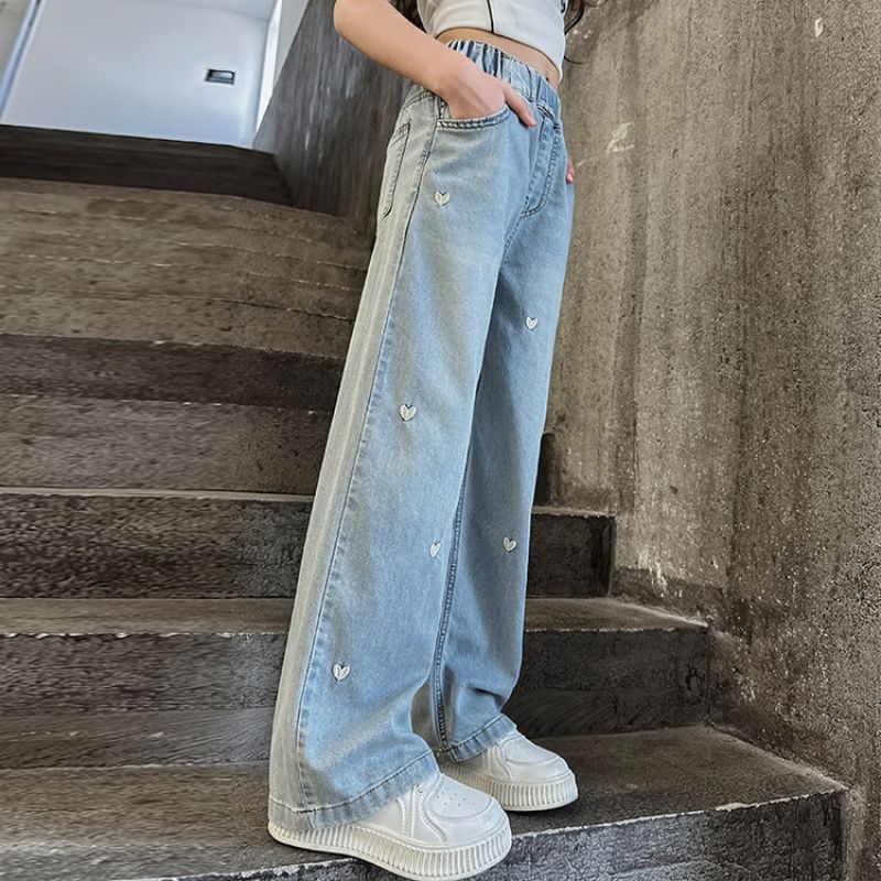 Wide-Leg Lyocell Denim Pants for Girls