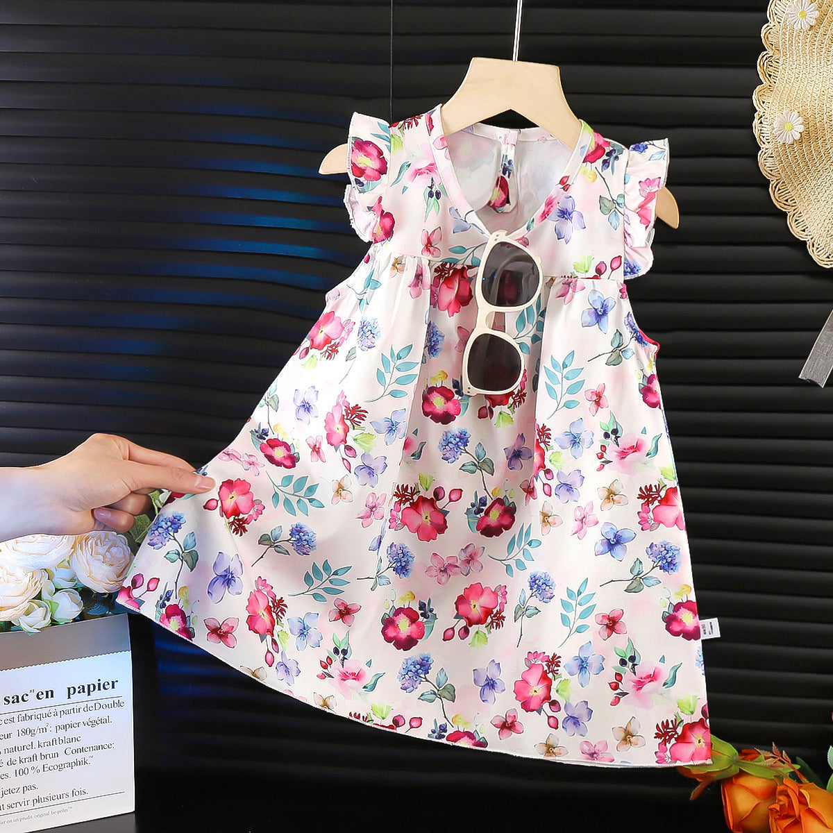 Girls' Chiffon Summer Floral Dress For Kids
