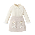 Girls' Knitted Sweater And Skirt Two-piece Set