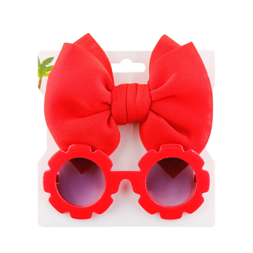 Children's Sunshade Sunglasses Bow Hair Band Two-piece Set